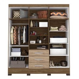 Guarda-Roupa Casal com Espelho 7 Portas 3 Gavetas Grafite Colibri Móveis - 2 Guarda-Roupa Casal com Espelho 7 Portas 3 Gavetas Grafite Colibri Móveis - 2