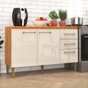 Ver imagem 1 de Balcão para Cozinha com Tampo 3 Portas 3 Gavetas Cinamomo e Off White Malu
