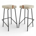 Ver imagem 1 de Kit 02 Banquetas Altas Cozinha e Área Gourmet Vik Estofada Linho Bege - Desk Design