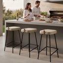 Ver imagem 7 de Kit 02 Banquetas Altas Cozinha e Área Gourmet Vik Estofada Linho Bege - Desk Design