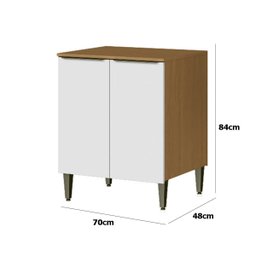 Balcão para Cozinha 70cm 2 Portas 100% Mdf Luna Atacama/branco - 3