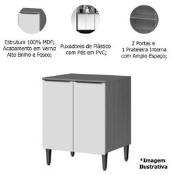 Balcão para Cozinha 70cm 2 Portas 100% Mdf Luna Atacama/branco - 4