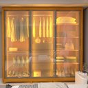 Ver mais imagens de Guarda-Roupa Casal 3 Portas Reflecta com LED com Pés 100% MDF Royale Marrom/Marrome