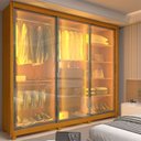 Ver imagem 1 de Guarda-Roupa Casal 3 Portas Reflecta com LED com Pés 100% MDF Royale Marrom/Marrome