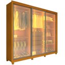 Ver imagem 3 de Guarda-Roupa Casal 3 Portas Reflecta com LED com Pés 100% MDF Royale Marrom/Marrome