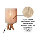 Ver imagem 3 de Abajur de Mesa Leblon em Corda Sisal Natural Pés de Madeira