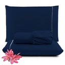 Ver imagem 1 de Jogo Cama Lençol Unique Casal Padrão 400 Fios Ponto Palito 3 Peças - Azul Marinho