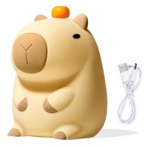 Luminaria Abajur Capivara Touch Muda de Cor Recarregavel Luz Led Norturna Infantil Divertida Fofa Il