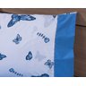 Jogo Lençol 4 Peças Cama Viúva 1,88mx1,28mx30cm 100% Algodão 180 Fios Azul Borboletas Azul - 4