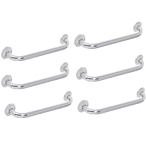 Barra Alça de Apoio Kit 6 Uni Banheiro Inox 40cm Barra Idoso Cadeirante Deficiente Acessibilidade