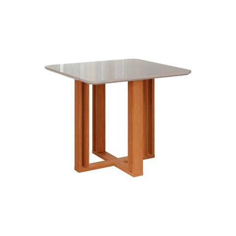 Mesa para Cozinha Flora C/tampo Madeirado 94x94cm Nature/off White - Cimol
