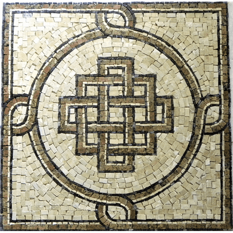 Piso em Mosaico Romano Nó de Salomão com Quatro Lados 100cm