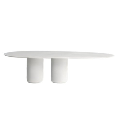 Mesa de Jantar Oásis Orgânica Cilíndrica Laqueado Branco 160x90 Cm