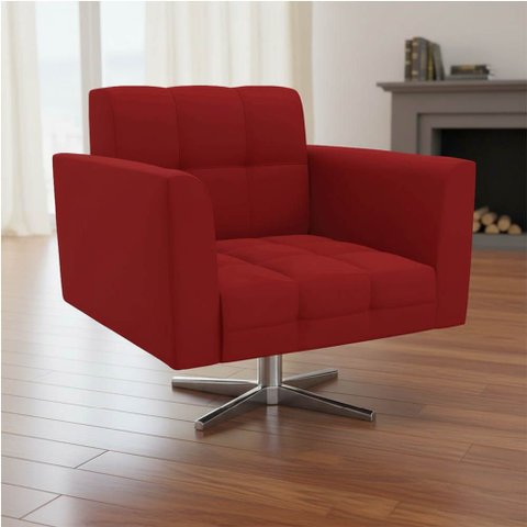 Poltrona Sala Decorativa Elisa Base Giratória Cromada Veludo Marsala D03 - D’Rossi