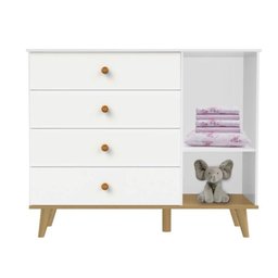 Cômoda Retrô Com Fraldário Lígia Branco Fosco - 3
