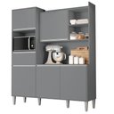 Ver imagem 1 de Kit Cozinha Compacta 5 Portas 160 Cm Isabel Cinza Reajl Moveis