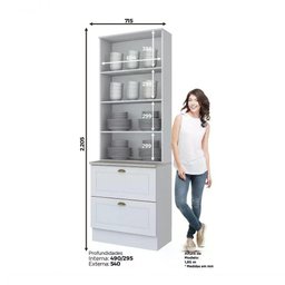 Cristaleira 02 Portas 02 Gavetas Americana C357 Branco - 6