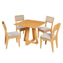 Ver imagem 2 de Conjunto Sala de Jantar Mesa Quadrada 90cm com 4 Cadeiras MDF Estofadas Carvalho Rosé/Bege Claro