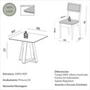 Ver imagem 3 de Conjunto Sala de Jantar Mesa Quadrada 90cm com 4 Cadeiras MDF Estofadas Carvalho Rosé/Bege Claro