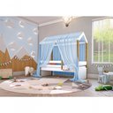 Ver imagem 2 de Cama Montessori Cabana Solterio Com Dossel Azul