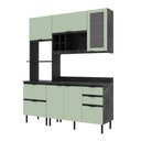 Ver imagem 3 de Cozinha Compacta Begônia 180cm 6 Portas 4 Gavetas Mármore Lunar/verde Cz1203