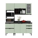 Ver imagem 1 de Cozinha Compacta Begônia 180cm 6 Portas 4 Gavetas Mármore Lunar/verde Cz1203
