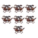 Ver imagem 1 de Kit 7 Conjuntos de Mesa Dobravel com 4 Cadeiras de Madeira 70x70 para Restaurante e Bar - Imbuia