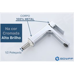 Torneira Água Fria em Metal Cromada Quadrada Baixa de Bancada - 7