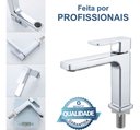 Ver imagem 3 de Torneira Água Fria em Metal Cromada Quadrada Baixa de Bancada