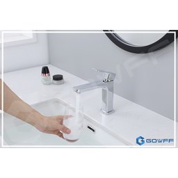 Torneira Água Fria em Metal Cromada Quadrada Baixa de Bancada - 5