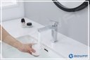 Ver imagem 5 de Torneira Água Fria em Metal Cromada Quadrada Baixa de Bancada
