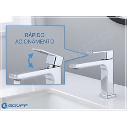 Torneira Água Fria em Metal Cromada Quadrada Baixa de Bancada - 8