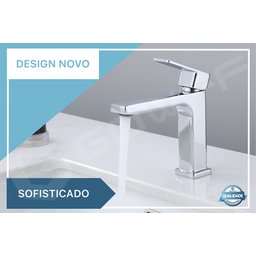 Torneira Água Fria em Metal Cromada Quadrada Baixa de Bancada - 9