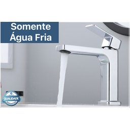 Torneira Água Fria em Metal Cromada Quadrada Baixa de Bancada - 2