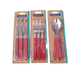 Kit de Talheres Tramontina Leme Lâminas Aço Inox Cabo Vermelho - 9 Peças - 5