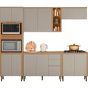 Ver imagem 2 de Cozinha Completa Modulada 5 Peças com Torre Quente e Aéreo Simples Allure Marrom/Jequitibá/Gris Fosco
