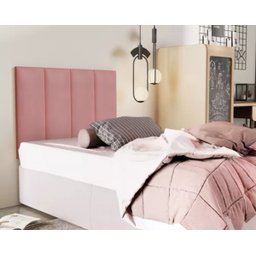 Cabeceira Rosa Veludo Estofada Solteiro 0,90cm Pérola Quarto Decoração Lisa - 2