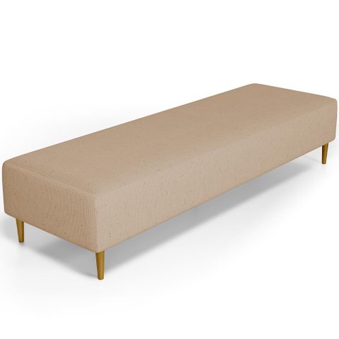 Puff Decorativo Sala de Estar Bali W01 Pés Palito 170x60cm Linho Bege Escuro - Lyam Decor