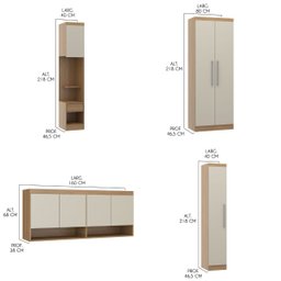 Guarda Roupa Modulado Casal 240/240x218cm Selene 6 Peças Mdp Carvalho Menu - 3