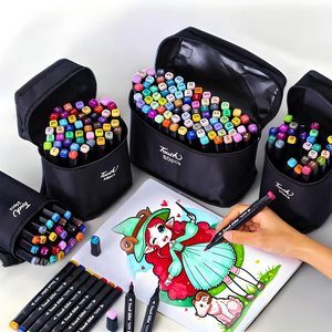 Conjunto de Canetas Marcador Permanente Ponta Dupla 80 Cores