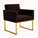 Ver imagem 4 de Kit 2 Poltronas para Recepção Lina com Base de Ferro Dourado Resistente Marrom