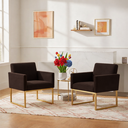 Ver imagem 2 de Kit 2 Poltronas para Recepção Lina com Base de Ferro Dourado Resistente Marrom