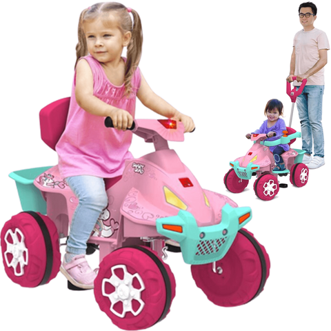 Carrinho de Passeio e Pedal Infantil Bandeirante Smart Quad Rosa