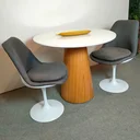 Ver imagem 2 de Mesa Cone Oval 120x80 cm Tampo BRANCO Base Freijó