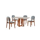 Ver imagem 1 de Conjunto Sala de Jantar Mesa Floripa 120x80cm Tampo Retângular Vidro/MDF Off White com 4 Cadeiras Év