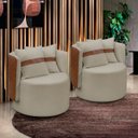 Ver imagem 1 de Kit 2 Poltrona Orgânica Maya Corino Nozes e Boucle Bege Redonda Decorativa - Arkell
