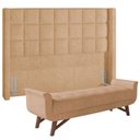 Ver imagem 1 de Kit Cabeceira Cama Box Paris 160 cm com Puff Recamier Itália P05 Bouclê Mostarda - Lyam Decor Paris