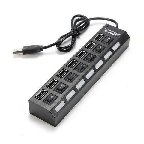 Hub Usb 2.0 Com 7 Portas Switch On/Off E Led Indicador