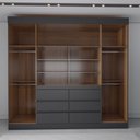 Ver imagem 5 de Guarda-roupa Casal Honey 4 Portas 6 Gavetas com Espelho Preto/amêndola - Panorama Móveis