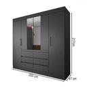 Ver imagem 4 de Guarda-roupa Casal Honey 4 Portas 6 Gavetas com Espelho Preto/amêndola - Panorama Móveis